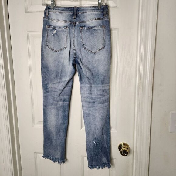 Kancan Mid Rise Tapered Leg Distressed Jeans 5/26 - Picture 4 of 6